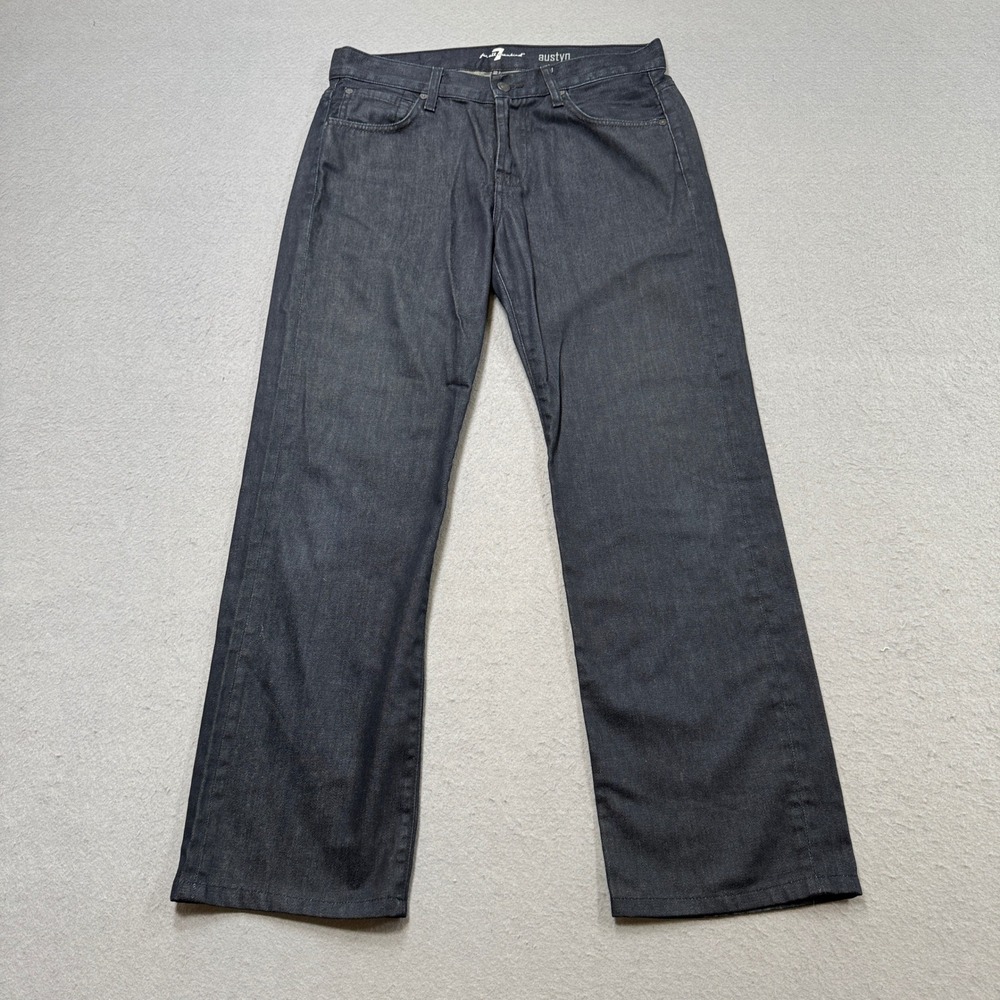 7 For All Mankind Jeans Mens 32 Blue Indigo Wash Austyn Relaxed Straight Leg USA